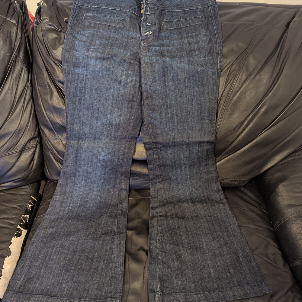 Blue Flare Wide Leg Jeans